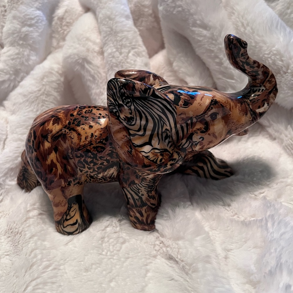 Vintage La Vie Elephant Glazed Porcelain Figurine